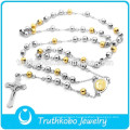 316 Stainless Steel Rosary Alibaba Manufacturer Religious Jesus Sideway 6MM Silver Rosary for Prayer Cross Necklace for Catholic